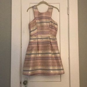 BCBGeneration cream, gold, raspberry,  blue dress
